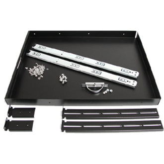 Top Image for StarTech.com 1U Sliding Server Rack Mount Keyboard Shelf Tray, 55lbs (25Kg), 22in (55cm) Deep Steel Pull Out Drawer for 19" Equipment Rack