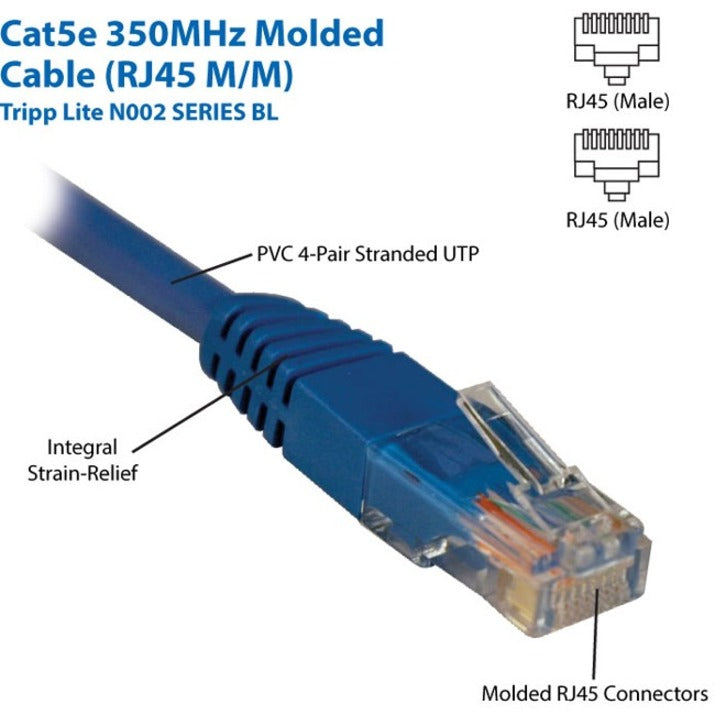 Alternate-Image1 Image for Eaton Tripp Lite Series Cat5e 350 MHz Molded (UTP) Ethernet Cable (RJ45 M/M), PoE - Blue, 3 ft. (0.91 m)