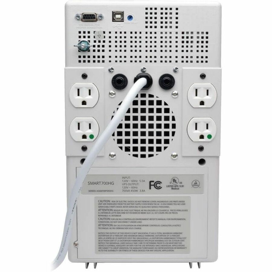 Rear Image for Tripp Lite by Eaton UPS Smart 700VA 450W Tower AVR Hospital Medical 120V USB DB9