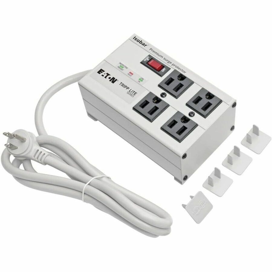 Alternate-Image6 Image for Eaton Tripp Lite Series Isobar 4-Outlet Surge Protector, 6 ft. Cord with Right-Angle Plug, 3330 Joules, Metal Housing