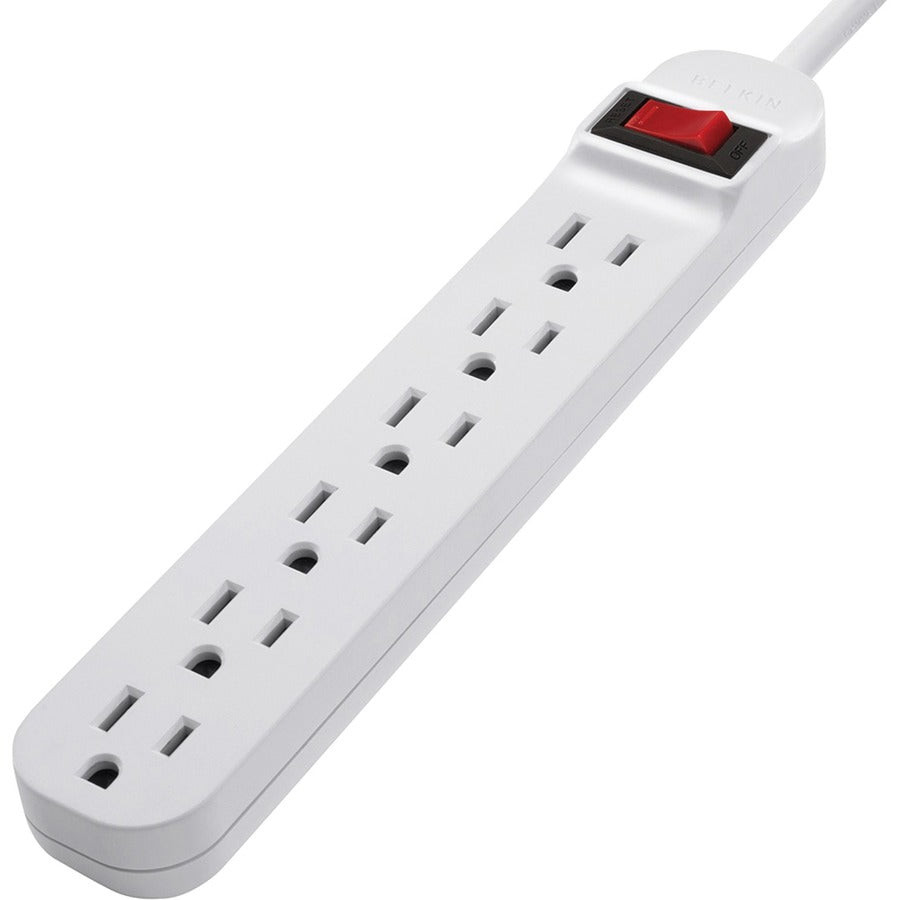 Alternate-Image3 Image for Belkin 6-Outlet Power Strip - 3ft Cord - Straight Plug - On-Off Switch - White