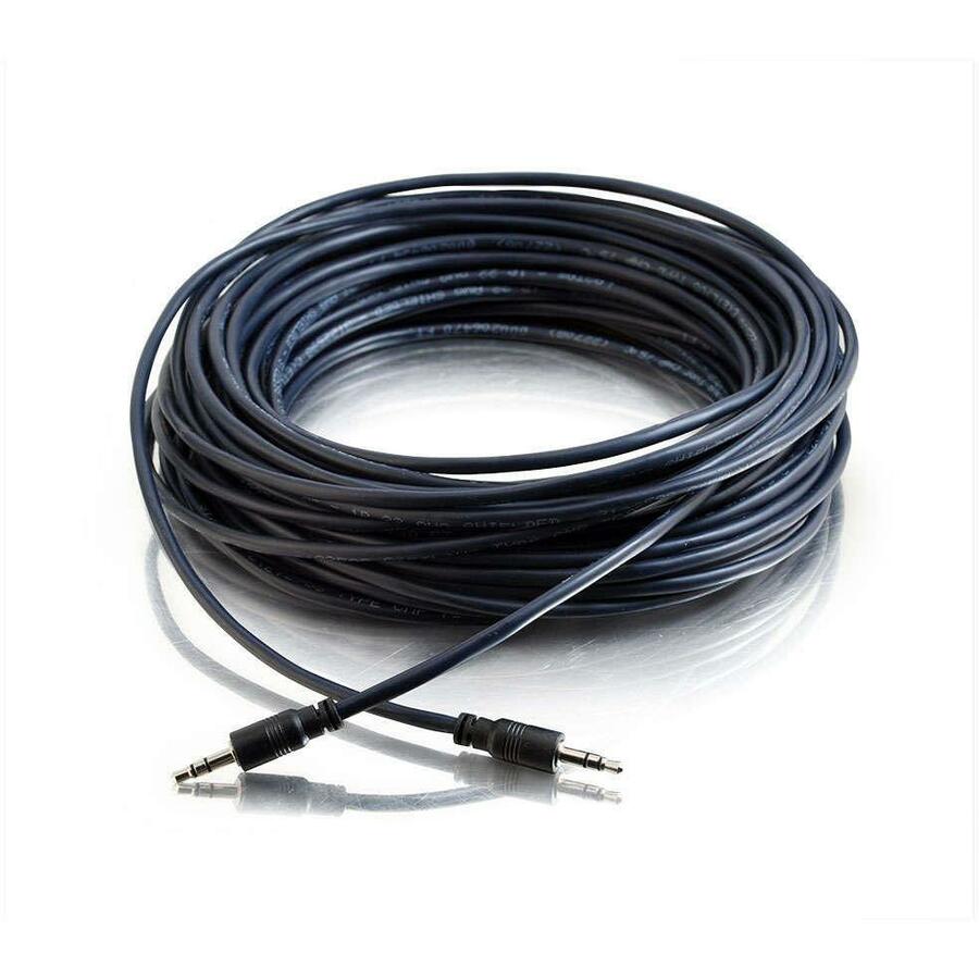 Alternate-Image1 Image for C2G 50ft 3.5mm Stereo Audio Cable with Low Profile Connectors - Plenum Rated - Aux Cable - M/M