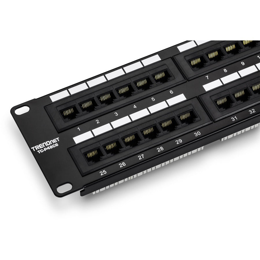 Alternate-Image6 Image for TRENDnet 48-Port Cat6 Unshielded Patch Panel, Wallmount Or Rackmount, Compatible With Cat3,4,5,5e,6 Cabling, For Ethernet, Fast Ethernet, Gigabit Applications, Black, TC-P48C6