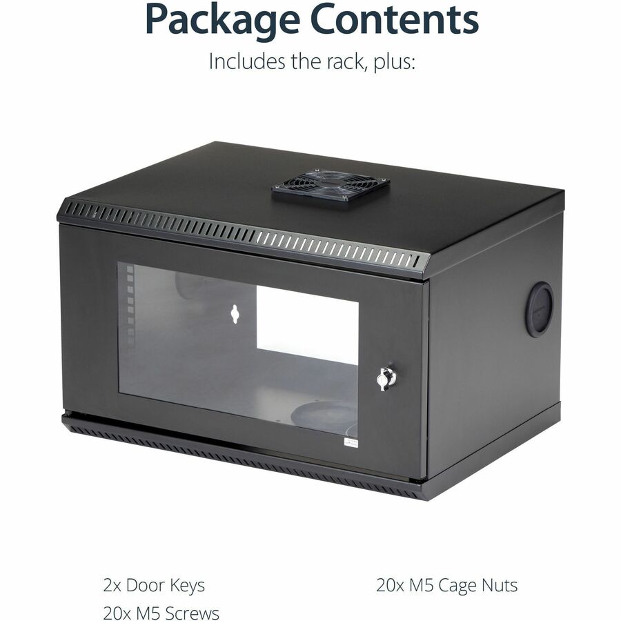 Alternate-Image5 Image for StarTech.com 2-Post 6U Wall Mount Network Cabinet w/ Acrylic Door, 19" Small Wall-Mounted Server Rack for Data / Computer Equipment