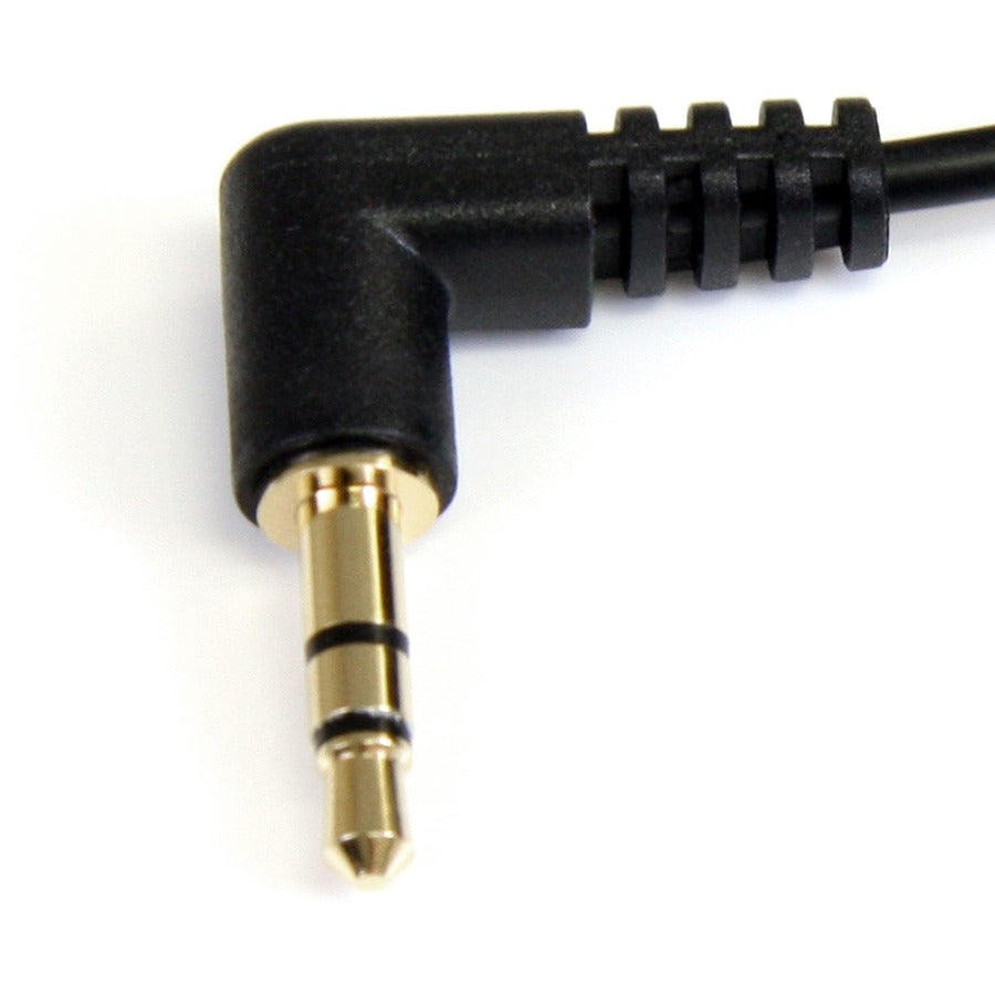 Alternate-Image1 Image for StarTech.com 3 ft Slim 3.5mm Right Angle Stereo Audio Cable - M/M