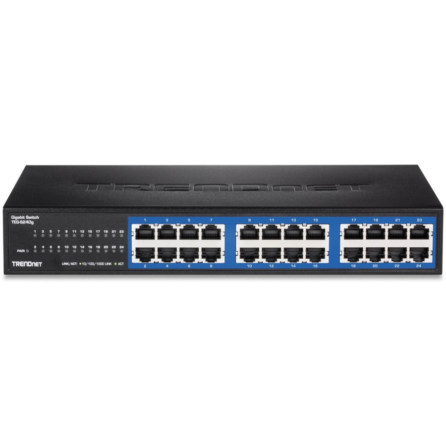 Alternate-Image4 Image for TRENDnet 24-Port Unmanaged Gigabit GREENnet Desktop Switch, Ethernet Network Switch, 24 x 10-100-1000 Gigabit Ethernet RJ-45 Ports, 48Gbps Switching Capacity, Lifetime Protection, Black, TEG-S24DG