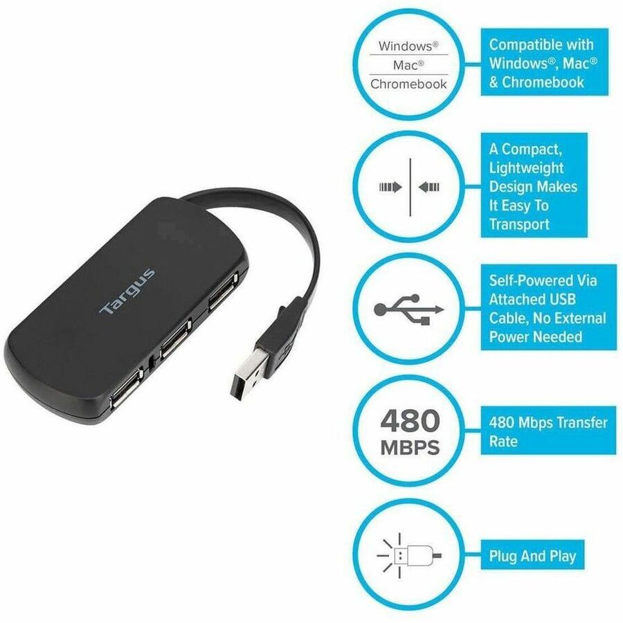 Alternate-Image6 Image for Targus ACH114US 4-Port USB Hub