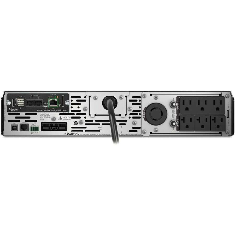 Rear Image for APC Smart-UPS X, Line Interactive, 3kVA, Rack/tower convertible 2U, 100V-127V, 3x 5-15R+3x 5-20R+1x L5-30R NEMA, NMC, Extended runtime, W/rail kit
