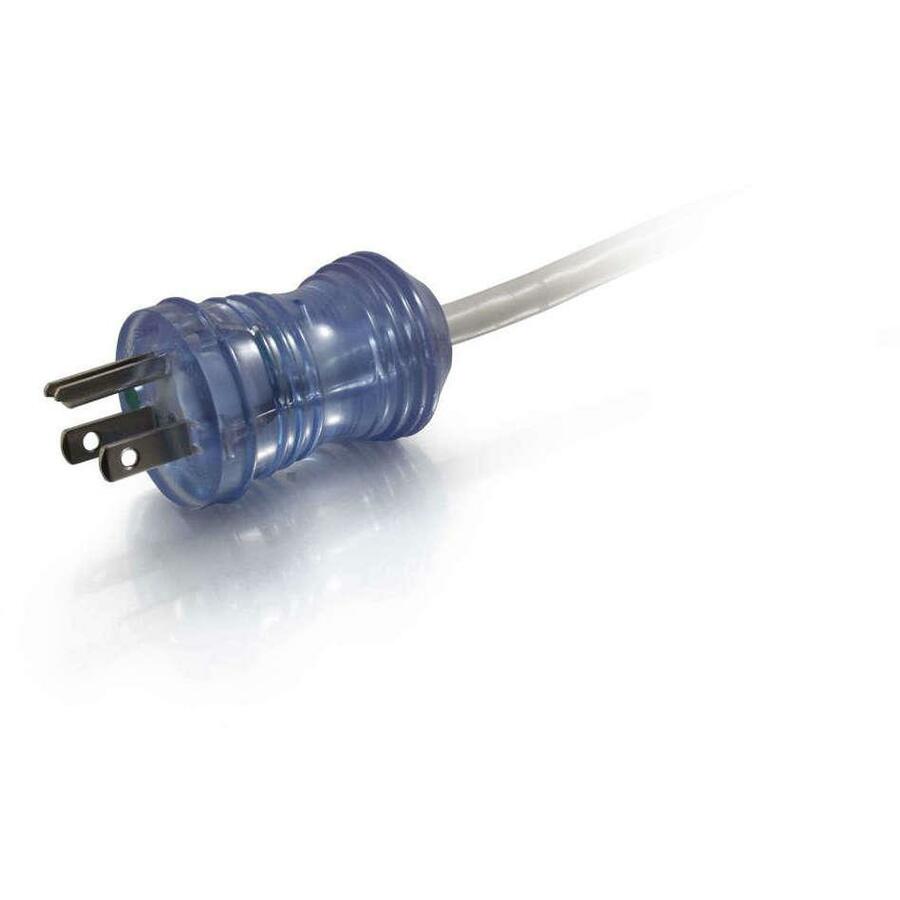 Left Image for C2G 15ft 16 AWG Hospital Grade Power Cord (NEMA 5-15P to IEC320C13R) - Gray with Clear Connectors