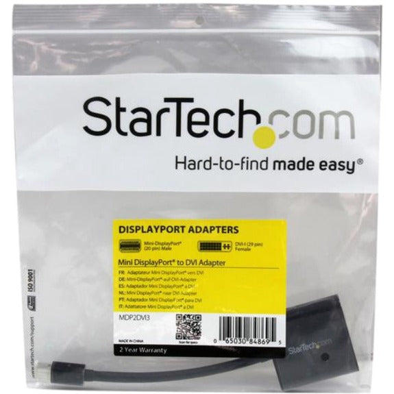 Top Image for StarTech.com Mini DisplayPort to DVI Adapter, Mini DP to DVI-D Single Link Converter, 1080p Video, Passive, mDP 1.2 to DVI Monitor/Display