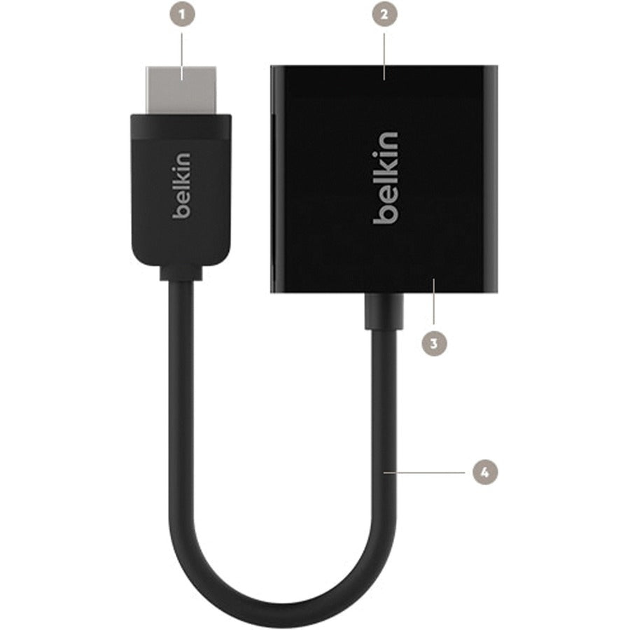 Alternate-Image6 Image for Belkin HDMI to VGA with Audio Adapter Cable for portable devices - 3.5mm Audio Adapter, M/F, 1080p