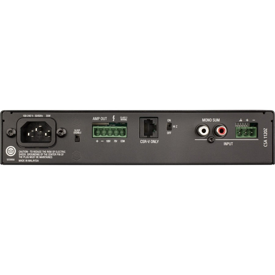 Rear Image for JBL Commercial Commercial CSA 1120Z Amplifier - 120 W RMS - 1 Channel - Black