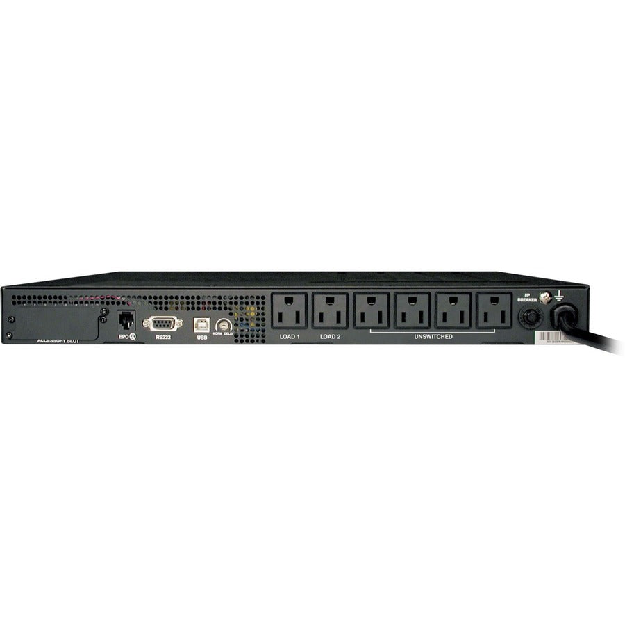 Rear Image for Eaton Tripp Lite Series TAA SmartPro 120V 1kVA 800W Line-Interactive Sine Wave UPS, 1U Rack/Vertical, Network Card Options, USB, 6 Outlets