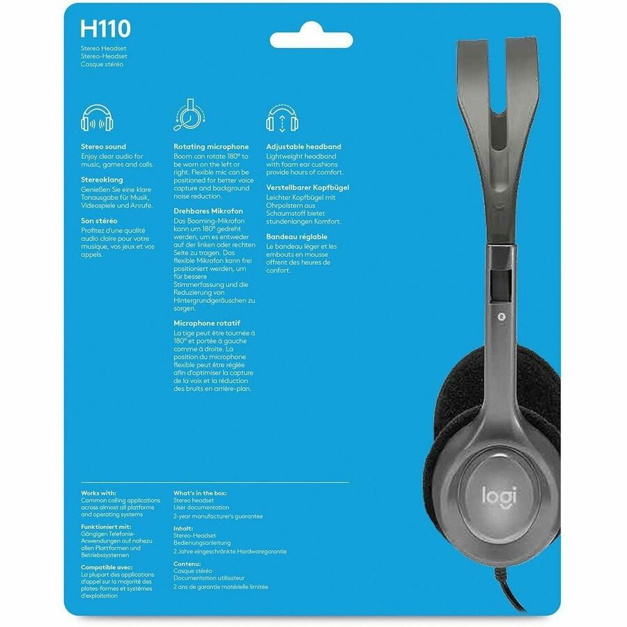 Alternate-Image5 Image for Logitech H111 Dual Plug Computer Stereo Headset