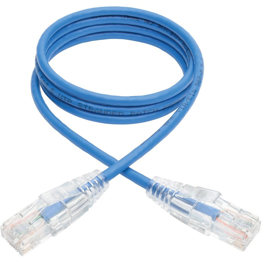 Front Image for Eaton Tripp Lite Series Cat6 Gigabit Snagless Slim UTP Ethernet Cable (RJ45 M/M), PoE, Blue, 3 ft. (0.91 m)