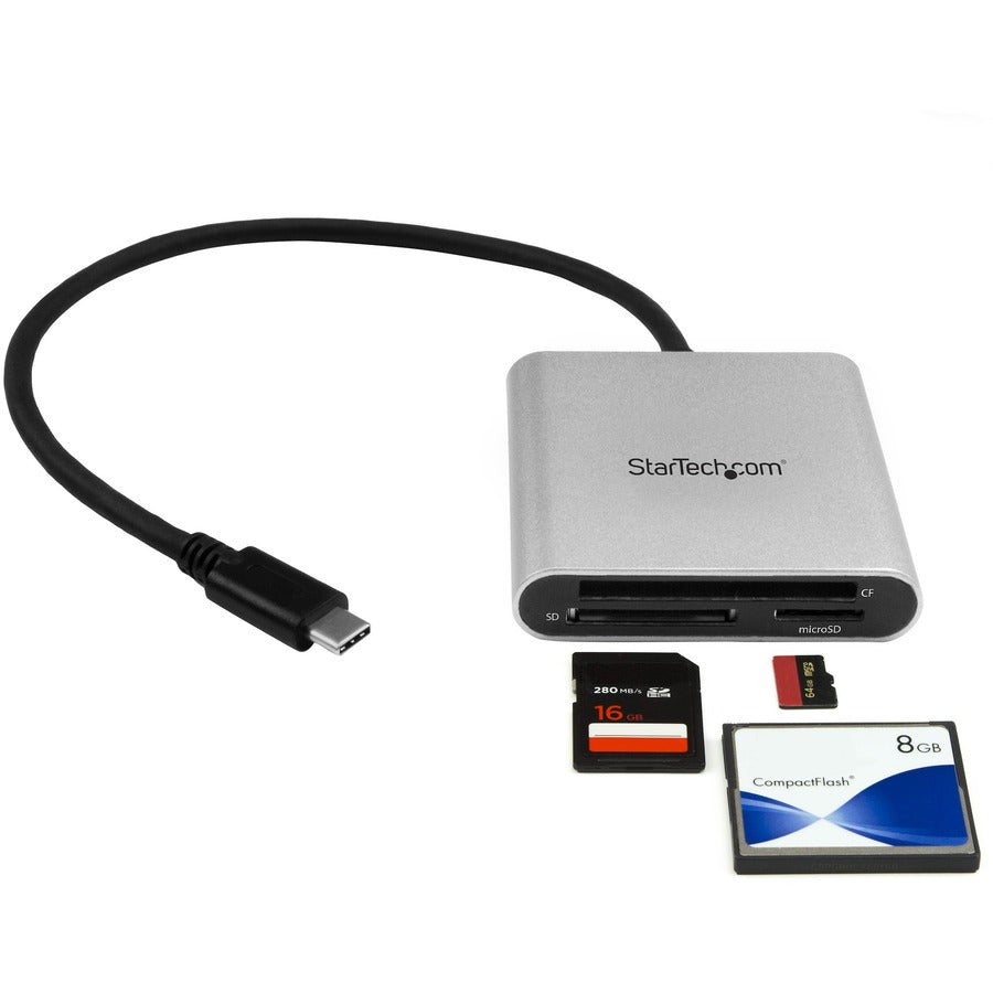 Alternate-Image3 Image for StarTech.com USB 3.0 Flash Memory Multi-Card Reader / Writer with USB-C - SD microSD and CompactFlash Card Reader w/ Integrated USB-C Cable