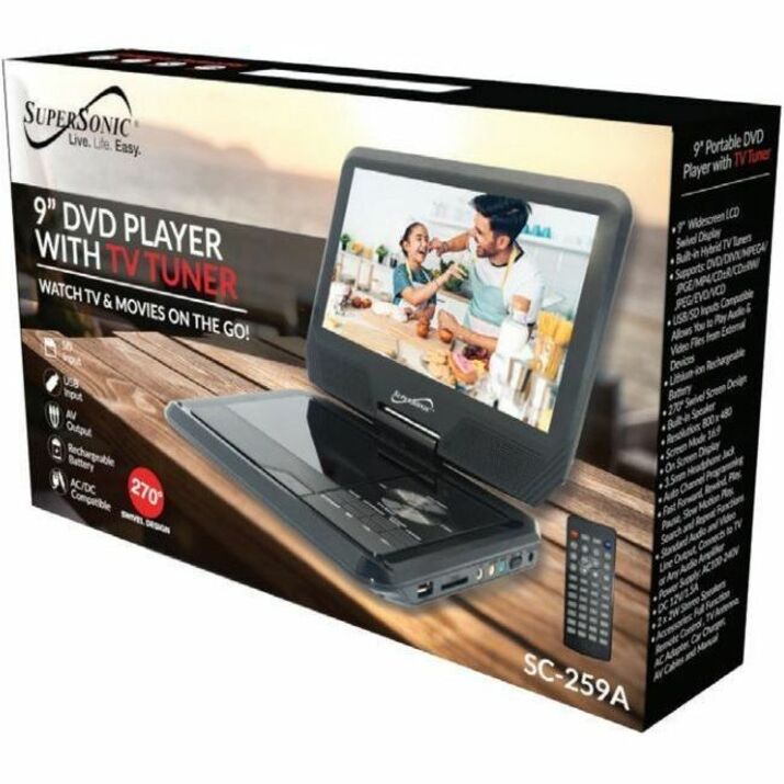 Alternate-Image1 Image for Supersonic SC-259A Portable DVD Player - 9" Display - 480 x 234