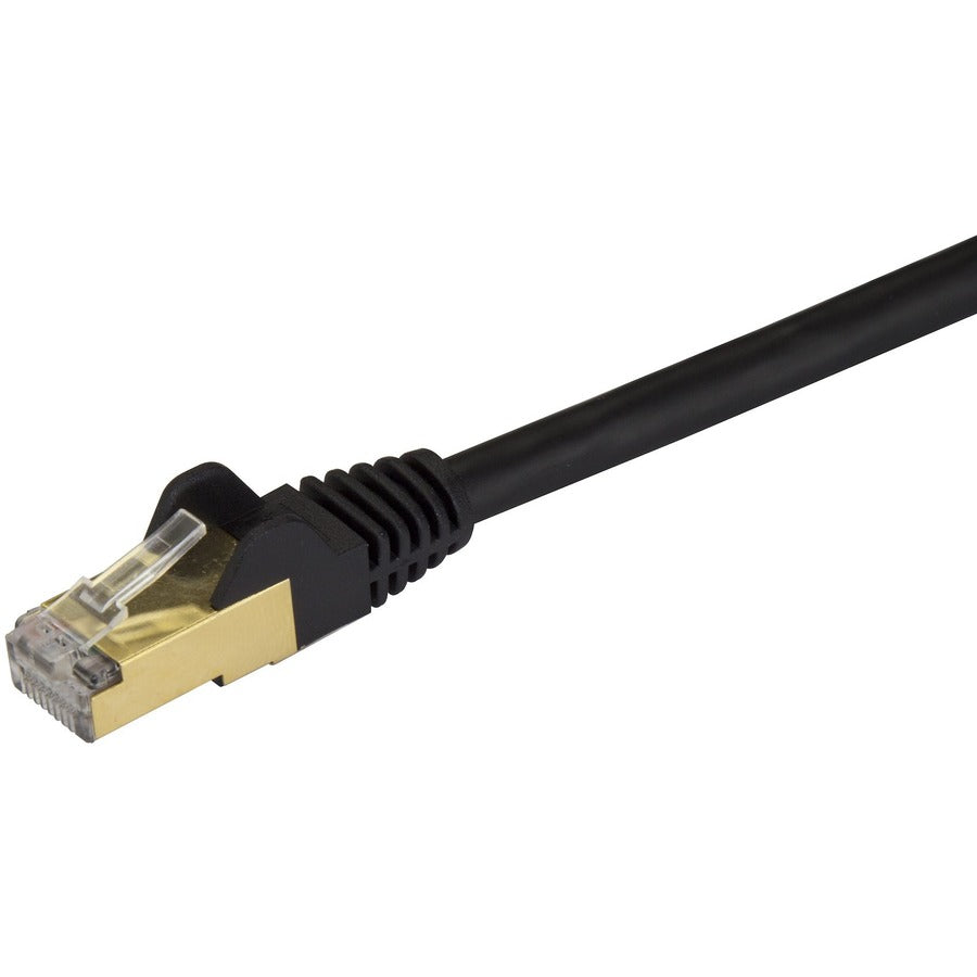 Alternate-Image1 Image for StarTech.com 6 in CAT6a Ethernet Cable - 10 Gigabit Category 6a Shielded Snagless 100W PoE Patch Cord - 10Gb Black UL Certified Wiring/TIA