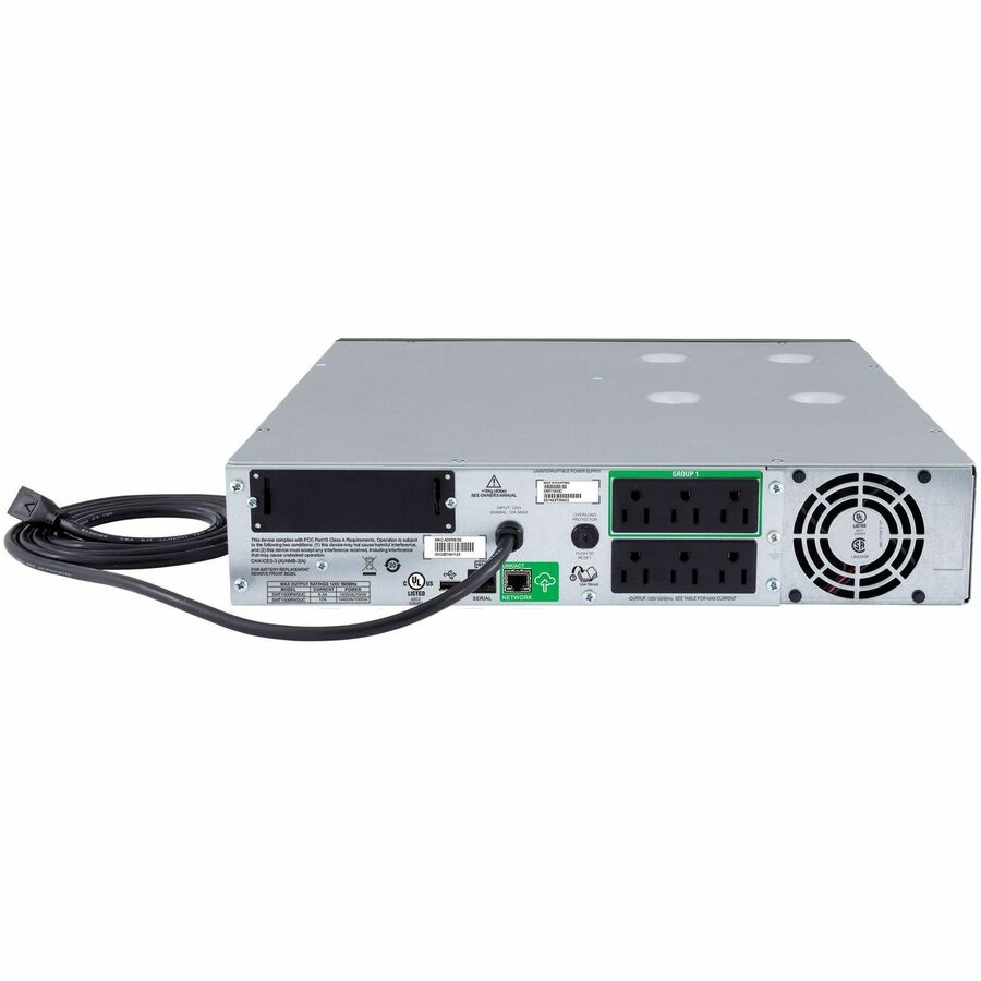Rear Image for APC Smart-UPS, Line Interactive, 1500VA, Rackmount 2U, 120V, 6x NEMA 5-15R outlets, SmartConnect Port+SmartSlot, AVR, LCD