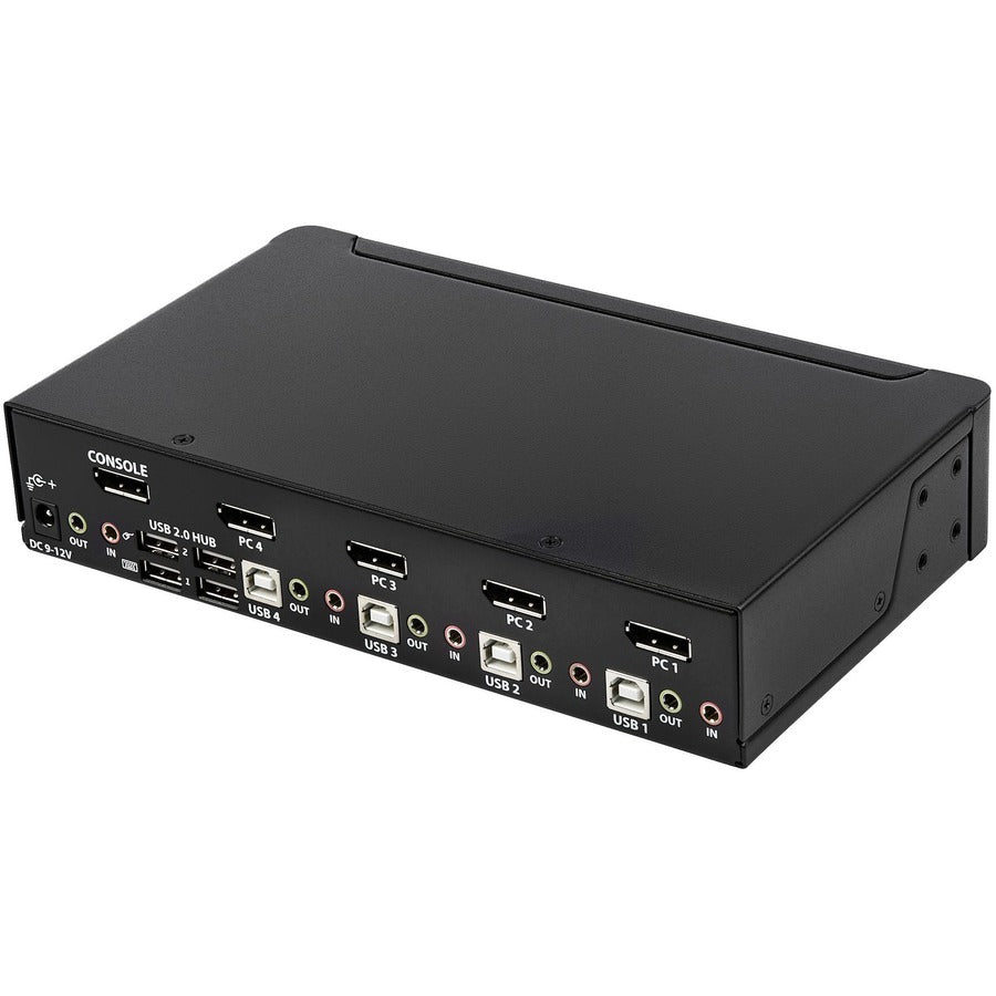 Right Image for StarTech.com 4 Port DisplayPort KVM Switch - 4K 60Hz - Single Display - UHD DP 1.2 USB KVM Switch with USB 2.0 Hub & Audio - TAA Compliant