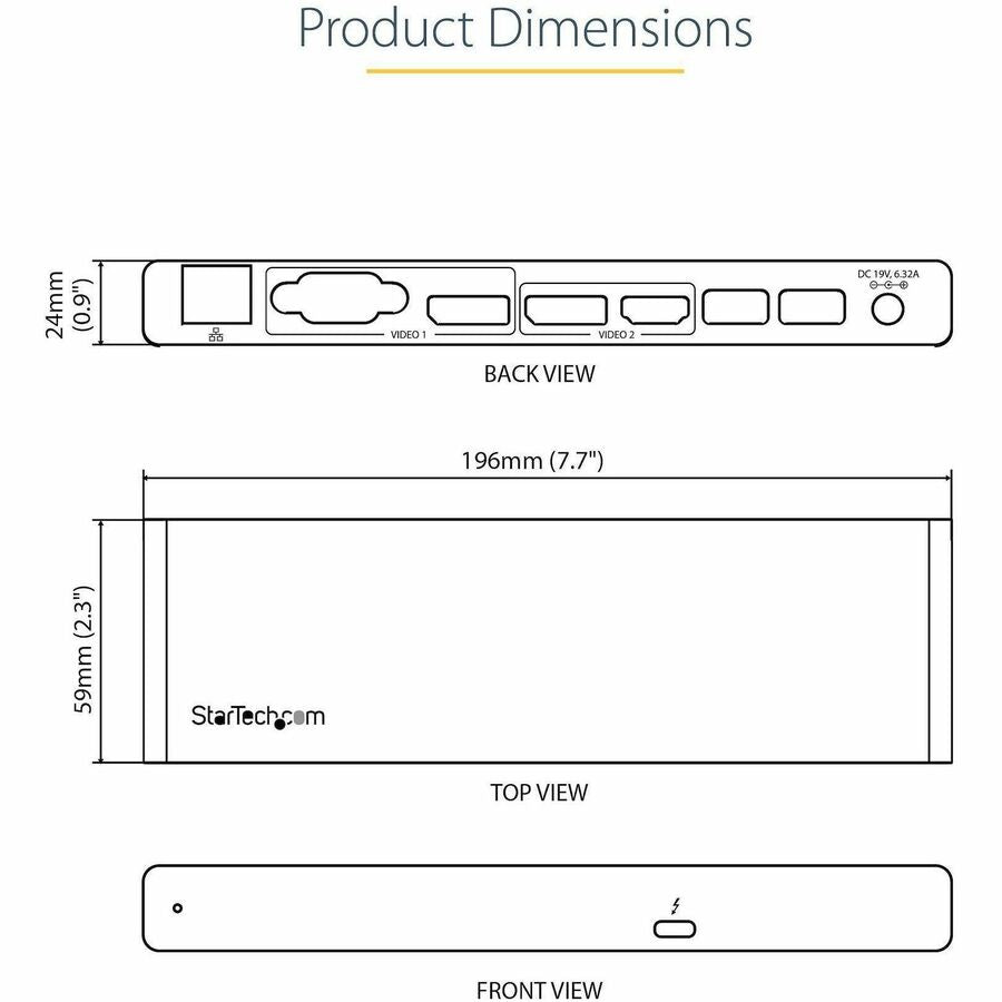 Alternate-Image7 Image for StarTech.com Thunderbolt 3 Dock, Dual 4K 60Hz Monitor TB3 Docking Station with DisplayPort, HDMI & 1080p VGA, 85W Power Delivery, TAA