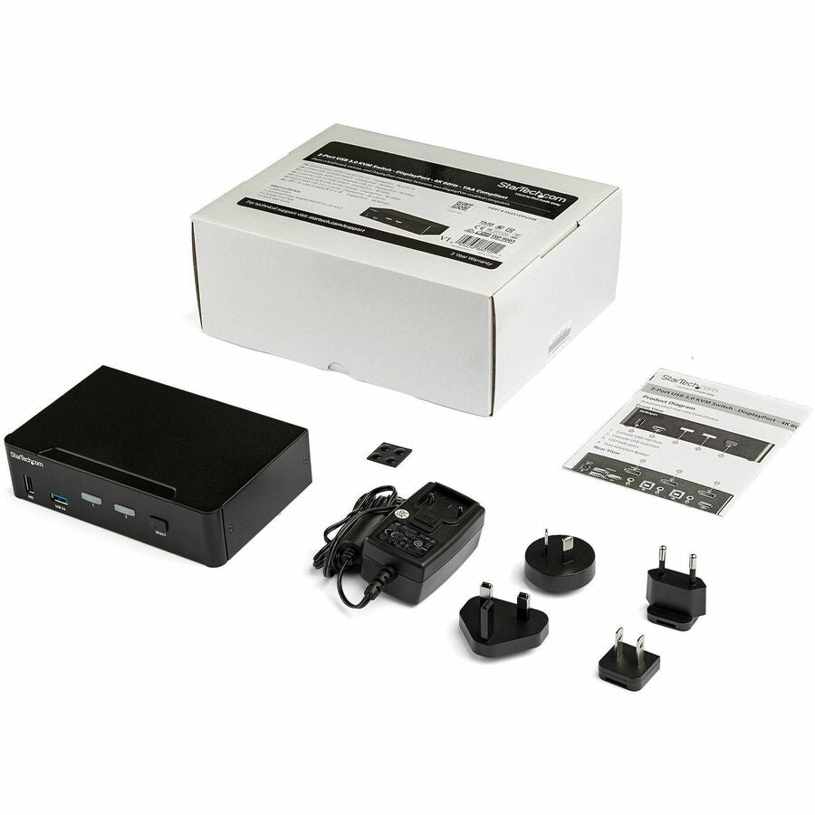 Alternate-Image5 Image for StarTech.com 2 Port DisplayPort KVM Switch - 4K 60Hz - Single Display - UHD DP 1.2 USB KVM Switch with USB 3.0 Hub & Audio - TAA Compliant