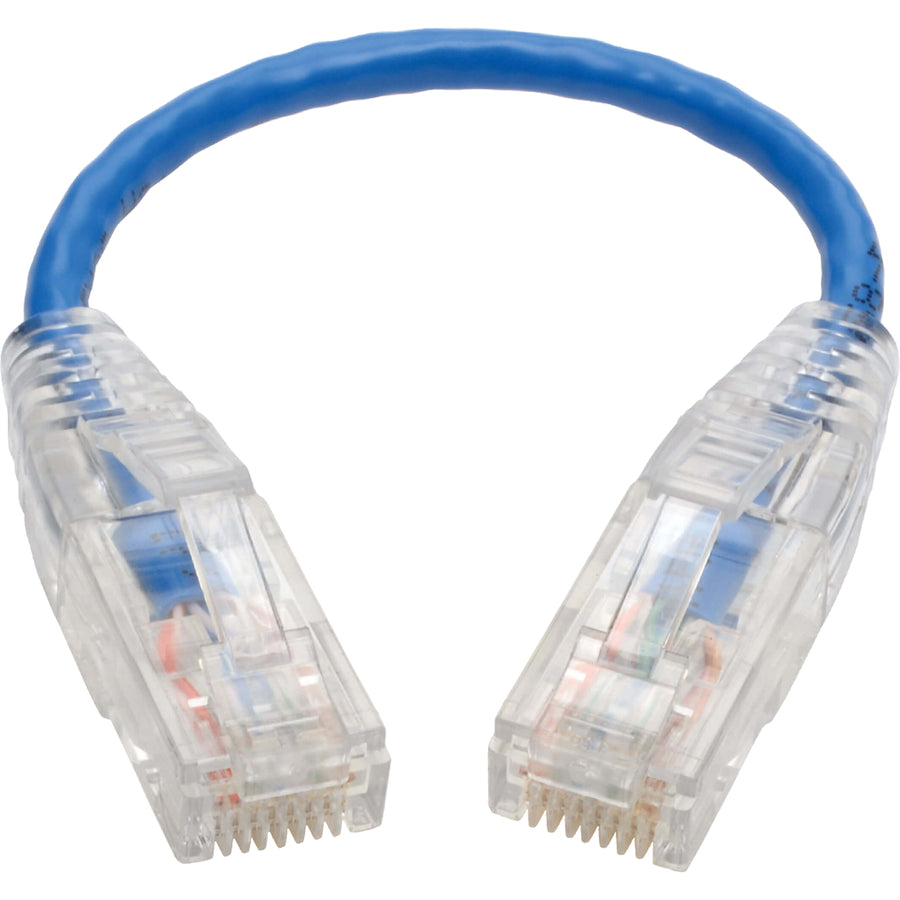 Alternate-Image3 Image for Eaton Tripp Lite Series Cat6 Gigabit Snagless Slim UTP Ethernet Cable (RJ45 M/M), PoE, Blue, 8-in. (20.32 cm)