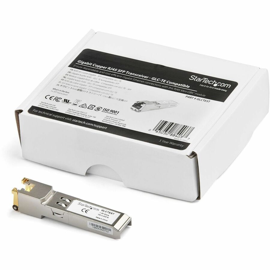 Alternate-Image4 Image for StarTech.com Cisco GLC-TE Compatible Module - SFP to RJ45 - 1000BASE-T 1G Copper Cat6/Cat5e Industrial Transceiver - Extended Temp 100m