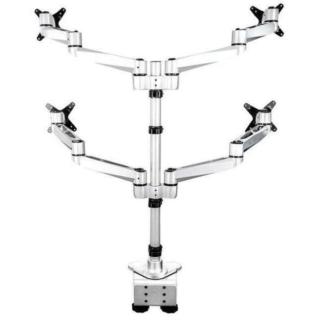 Rear Image for Desk Mount Quad Monitor Arm - 4 VESA Displays up to 30" -Premium Ergonomic Articulating Adjustable Pole Mount - Clamp/Gromme