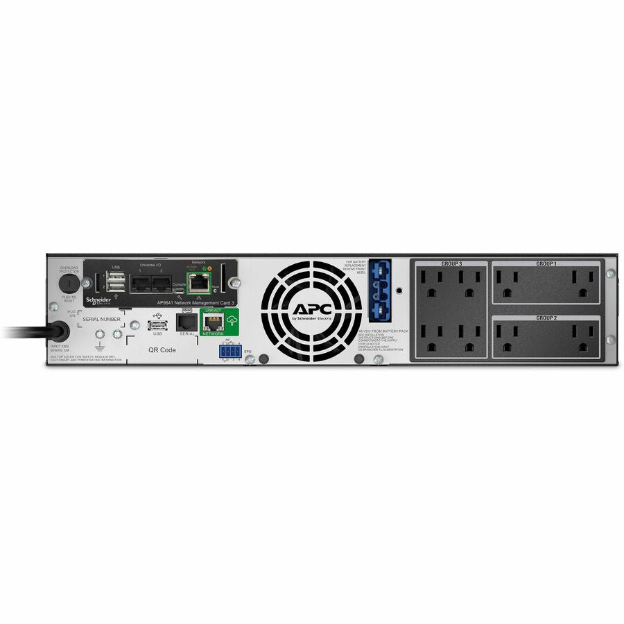 Rear Image for APC Smart-UPS X, Line Interactive, 1500VA, Rack/tower convertible 2U, 120V, 8x 5-15R NEMA, SmartConnect port+NMC, Extended runtime