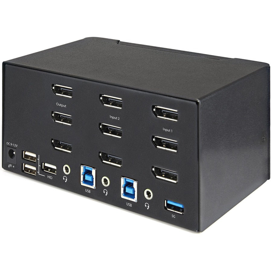 Right Image for StarTech.com 2 Port Triple Monitor DisplayPort KVM Switch 4K 60Hz UHD HDR, DP 1.2 KVM Switch, 2-Pt USB 3.0 Hub, 4x USB HID, Audio, Hotkey