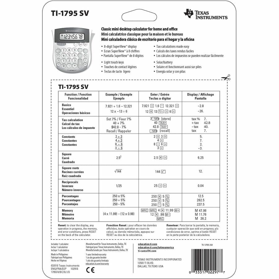 Alternate-Image2 Image for Texas Instruments TI-1795 SV Simple Calculator