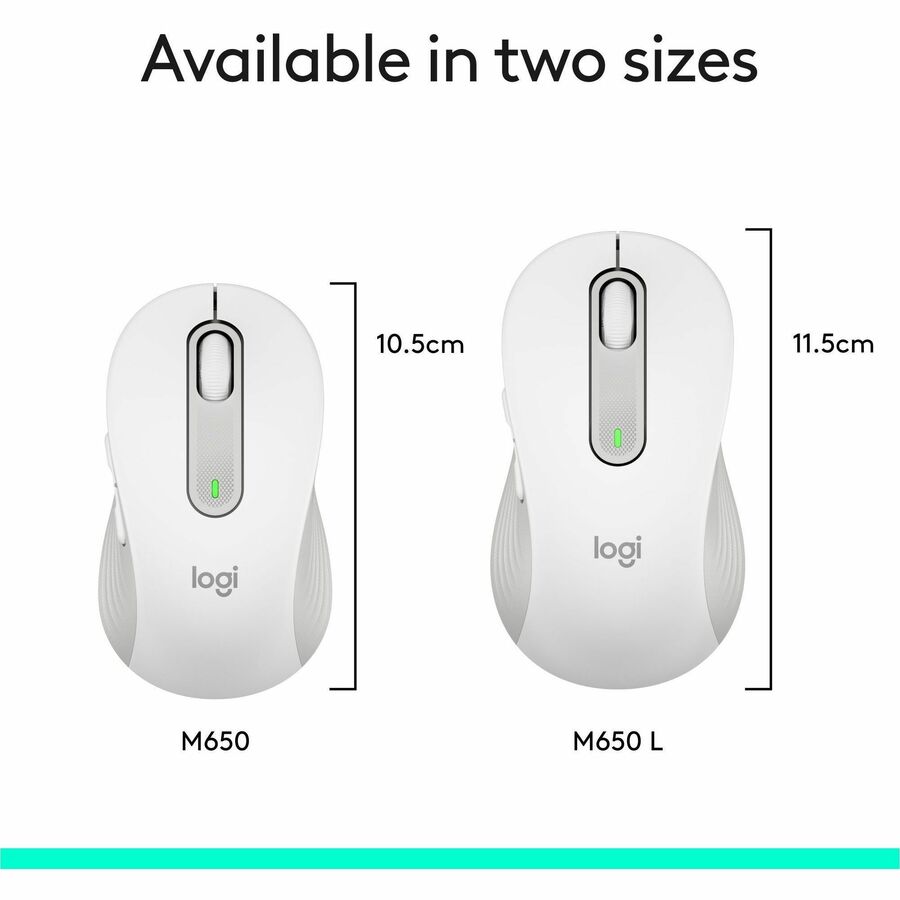 Alternate-Image9 Image for Logitech Signature M650 L Full Size Wireless Mouse - For Large Sized Hands, 2-Year Battery, Silent Clicks, Off-white