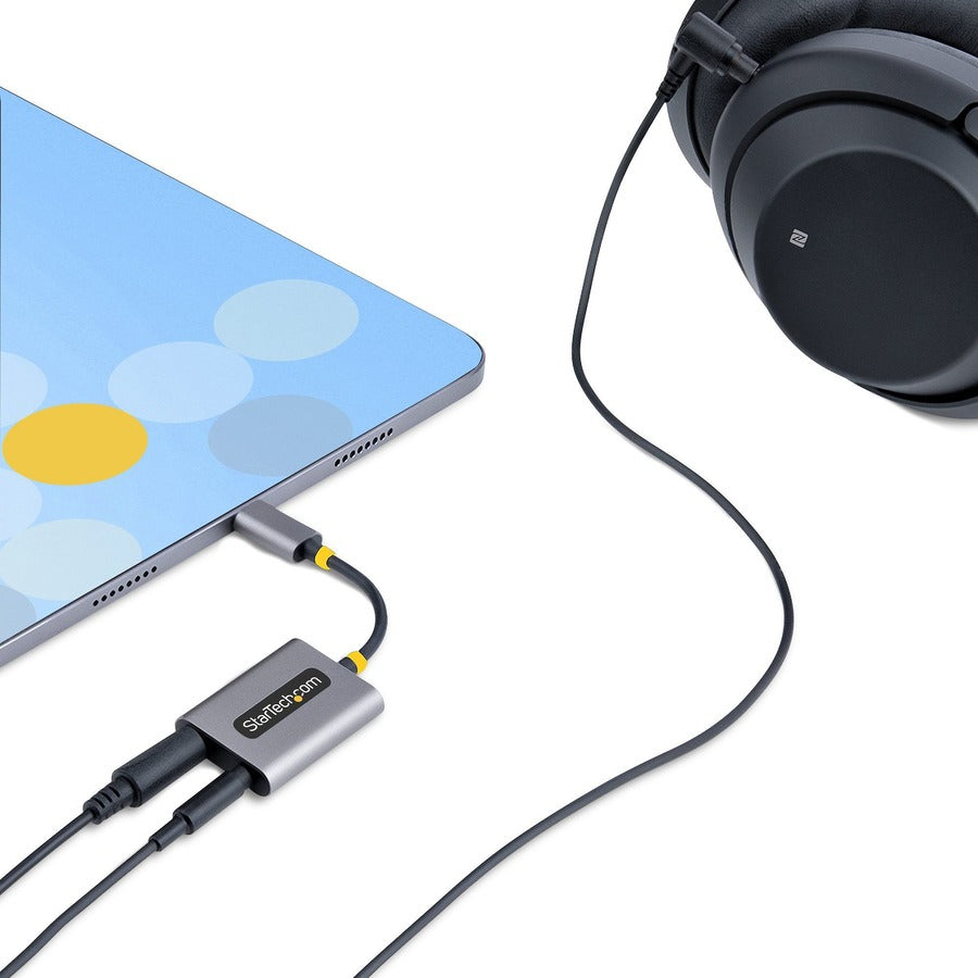 Alternate-Image7 Image for StarTech.com USB-C Headphone Splitter, USB Type C Dual Headset Adapter w/Mic Input, USB C to 3.5mm Audio Adapter/Earphone Dongle/Aux Jack