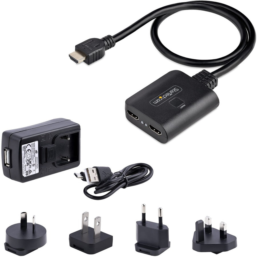 Alternate-Image5 Image for StarTech.com 2-Port HDMI Splitter, 4K 60Hz HDMI 2.0 Video, 4K HDMI Splitter 1 In 2 Out, 1x2 HDMI Display/Output Splitter, HDR/HDCP