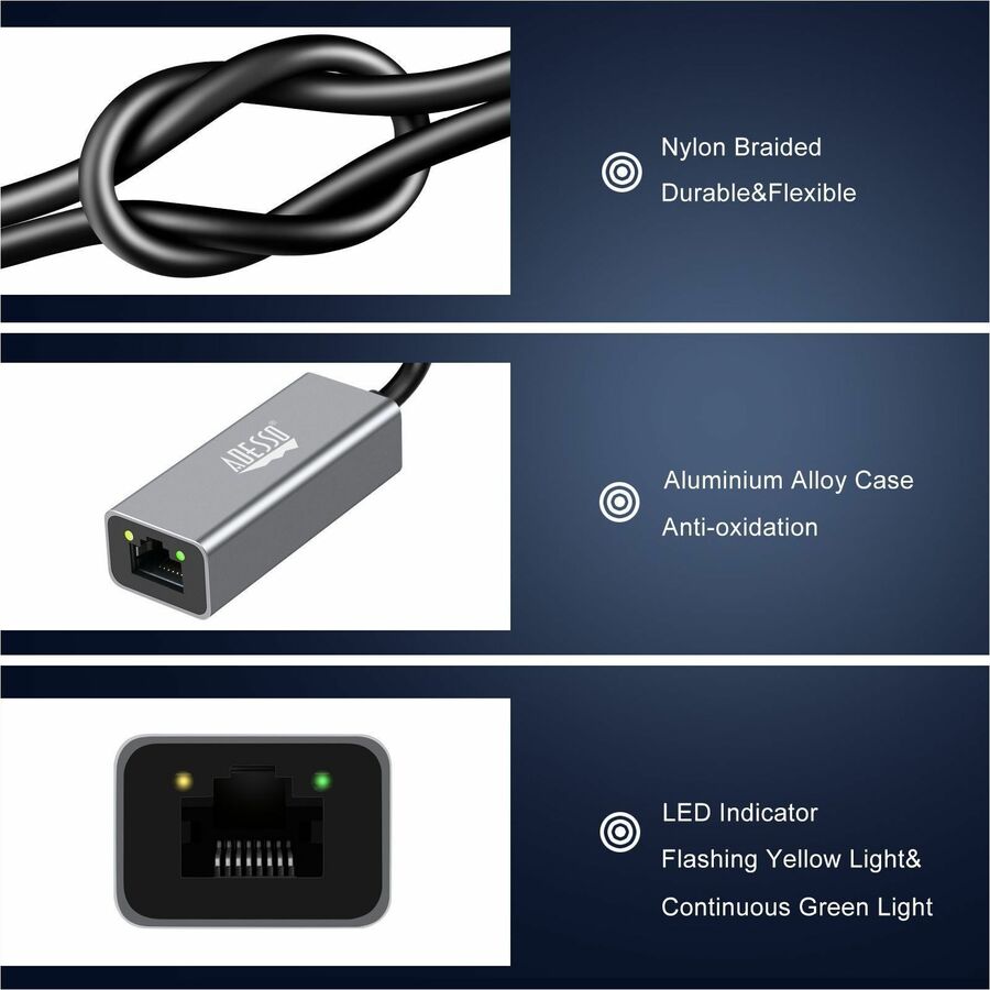 Alternate-Image8 Image for Adesso USB-C to Ethernet Network Adapter (TAA Compliant)