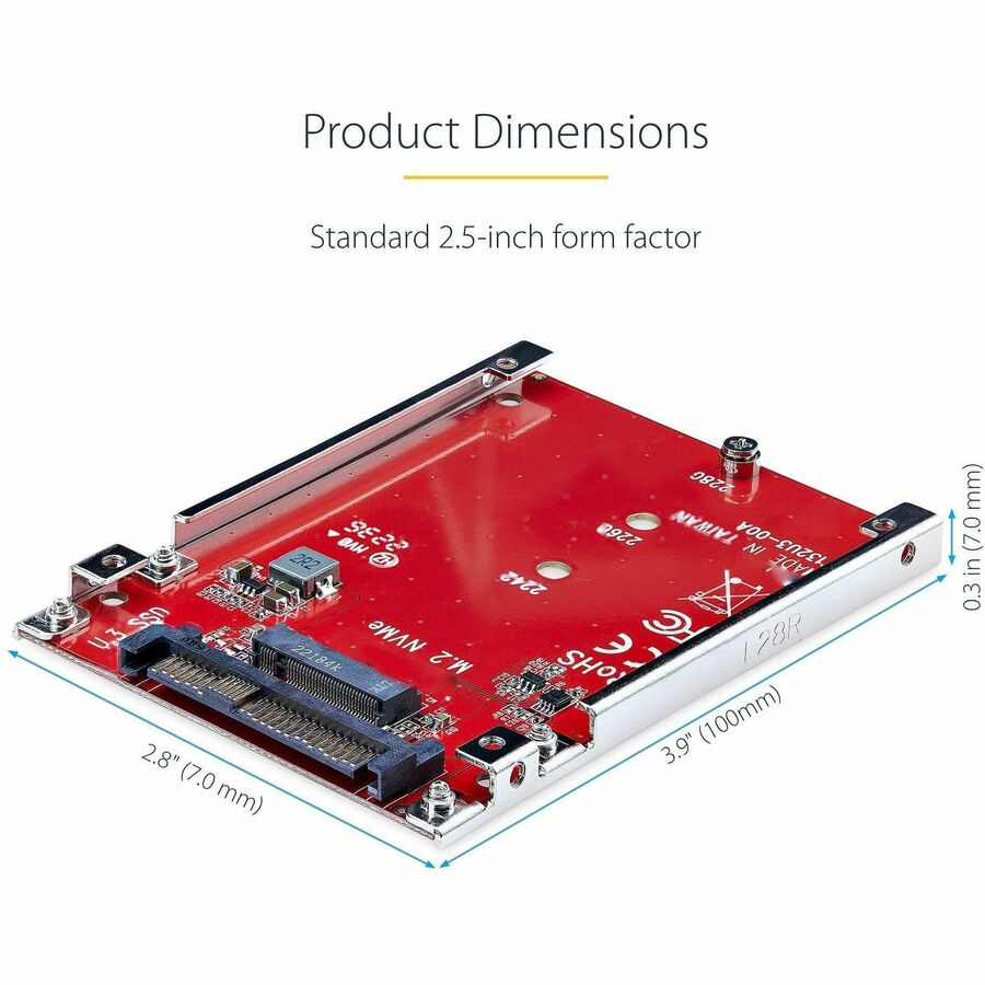 Alternate-Image7 Image for StarTech M.2 to U.3 Adapter, For M.2 NVMe SSDs, PCIe M.2 Drive to 2.5inch U.3 (SFF-TA-1001) Host Adapter/Converter, TAA Compliant