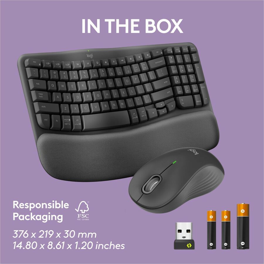 Alternate-Image9 Image for Logitech Wave Keys MK670 Combo, Wireless Ergonomic Keyboard with Signature M550 L Wireless Mouse, Graphite