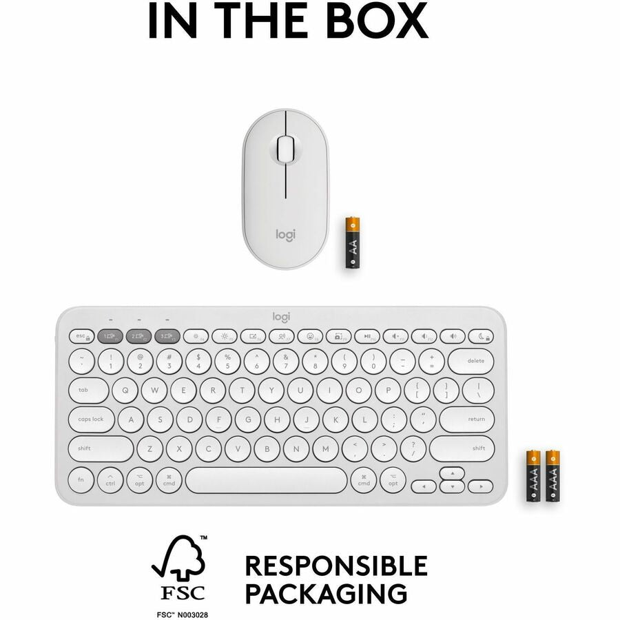Alternate-Image9 Image for Logitech Pebble 2 Combo for Mac, Wireless Keyboard and Mouse, Slim, Quiet and Portable, Tonal White