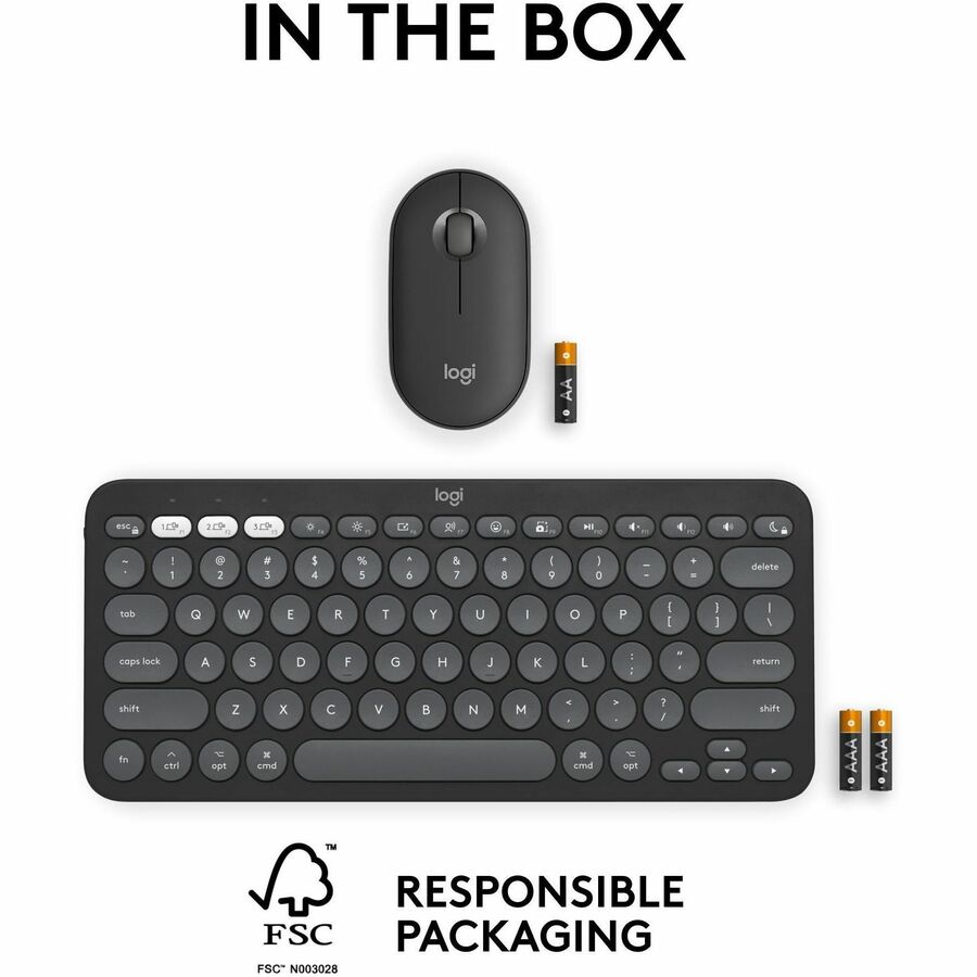 Alternate-Image9 Image for Logitech Pebble 2 Combo for Mac, Wireless Keyboard and Mouse, Slim, Quiet and Portable, Customizable, Tonal Graphite