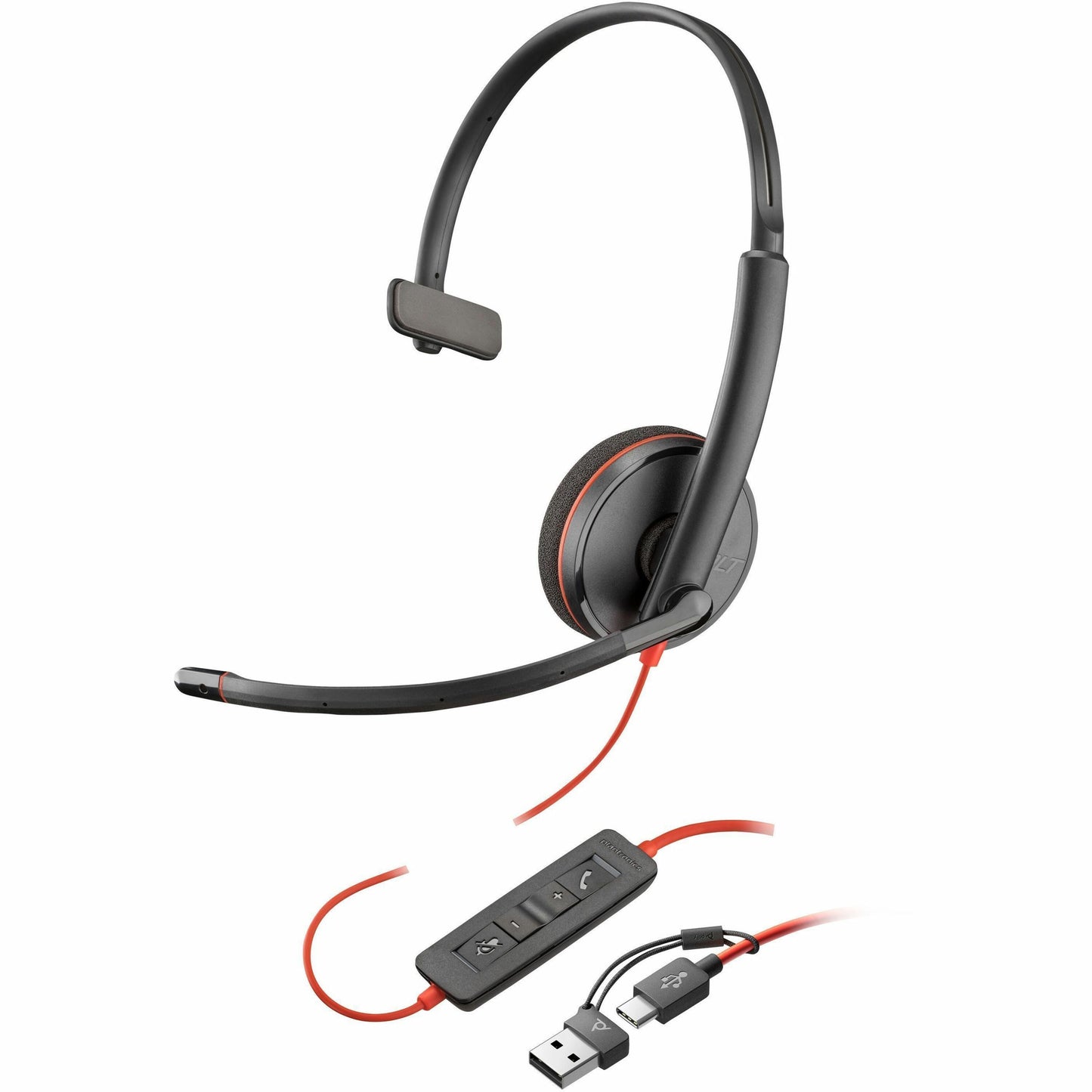Main Image for Poly Blackwire 3210 Monaural USB-C Headset +USBC/A Adapter