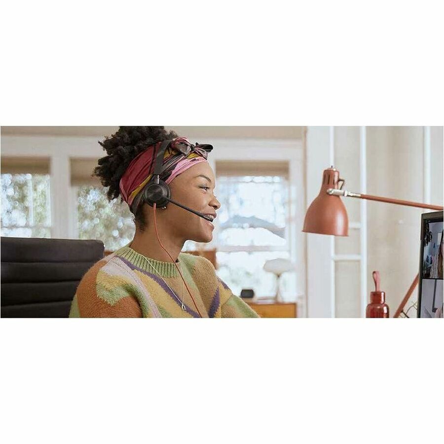 Life-Style Image for Poly Blackwire 3210 Monaural USB-C Black Headset + USB-C/A Adapter (Bulk)