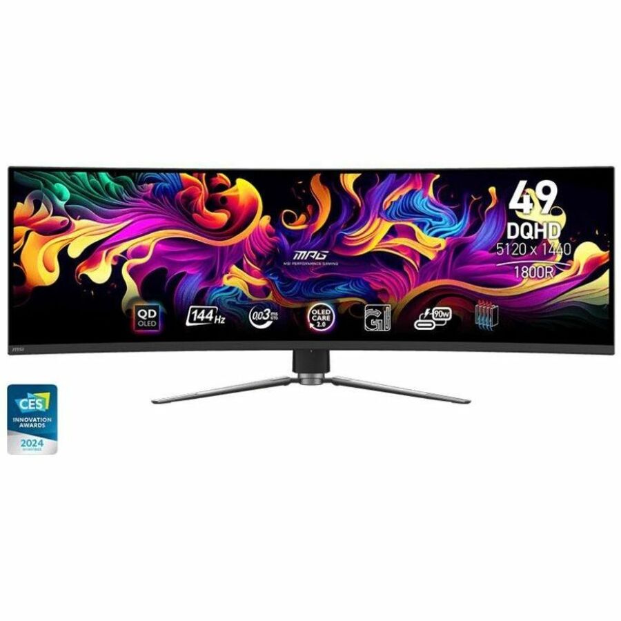 Main Image for MSI MPG 491CQP QD-OLED 49" Class Dual Quad HD (DQHD) Curved Screen Gaming OLED Monitor - 32:9 - Metallic Black