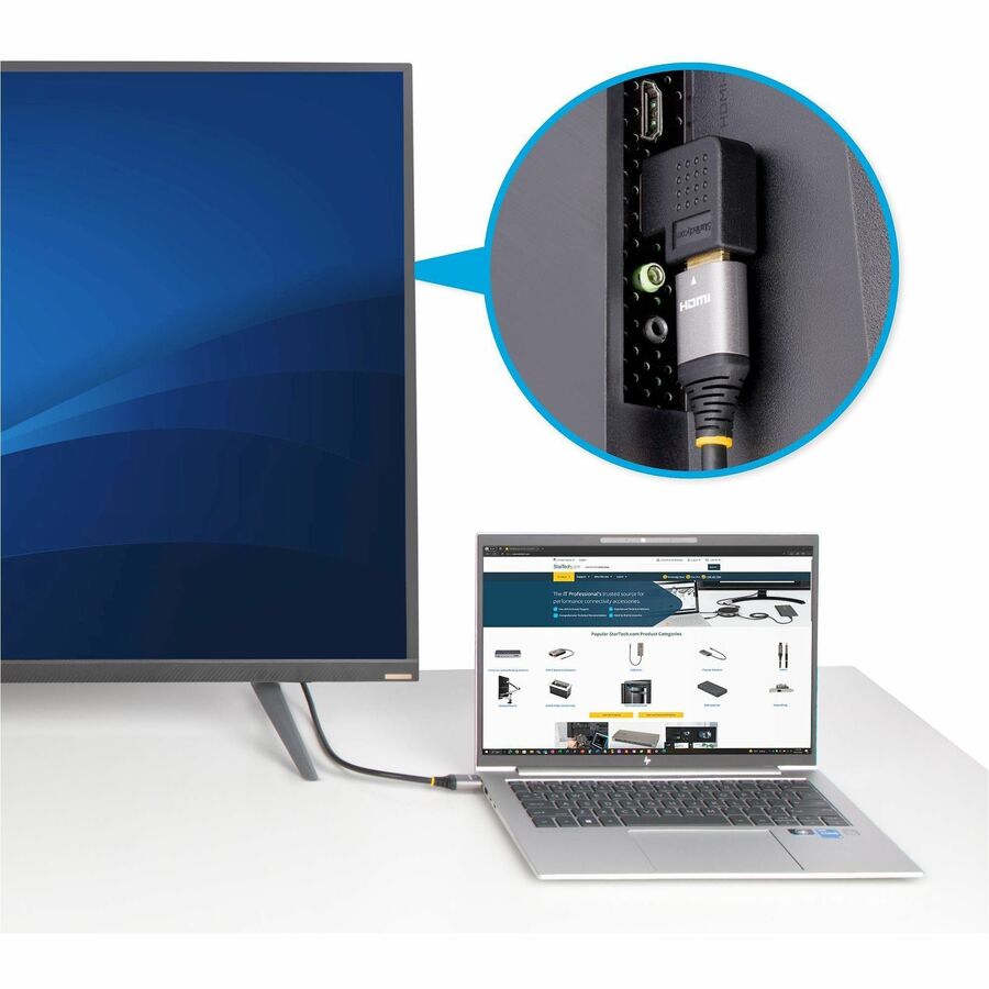 Alternate-Image6 Image for StarTech Right Angle HDMI 2.0 Adapter, Male to Female, Horizontal 90-Degree Angled HDMI Port Saver, 4K 60Hz, High Speed HDMI Connector Extension