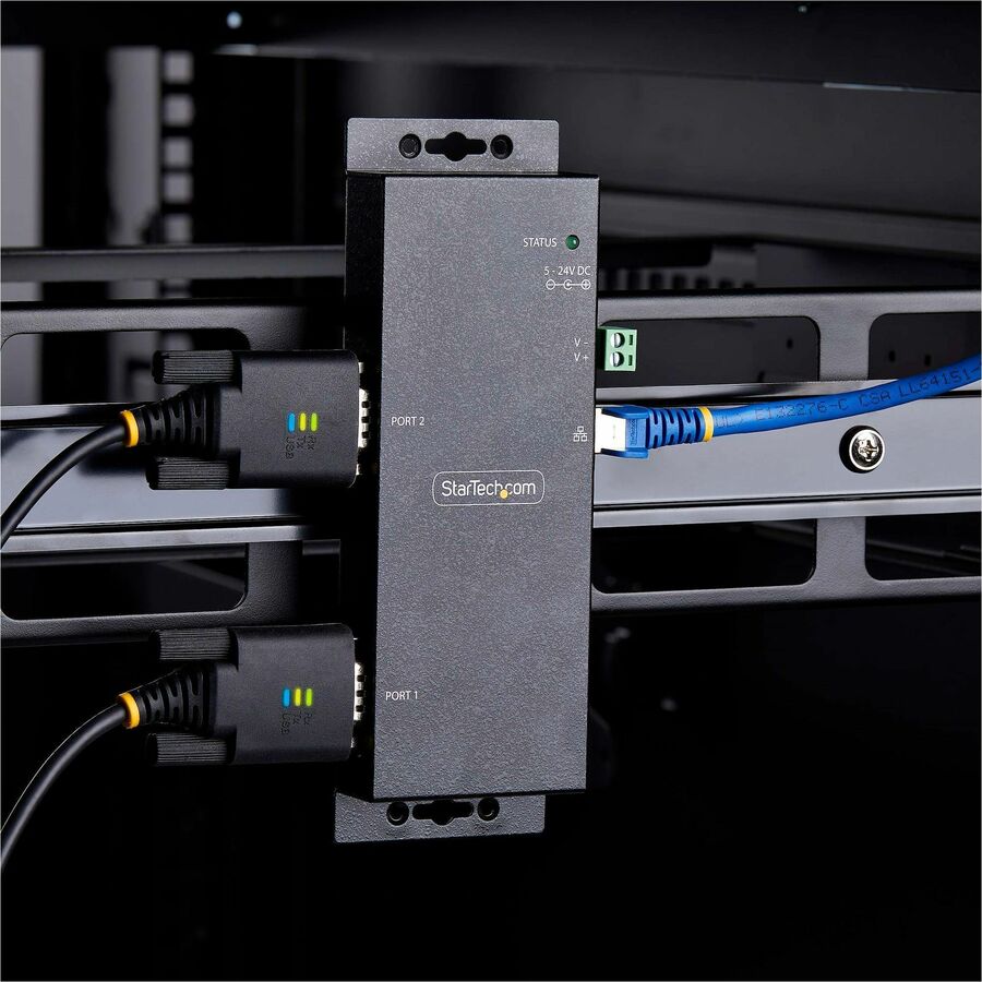 Alternate-Image7 Image for StarTech.com 2-Port Serial to Ethernet Adapter, IP Serial Device Server For Remote RS232 Devices, Wall/DIN Rail Mount, LAN To DB9 Converter