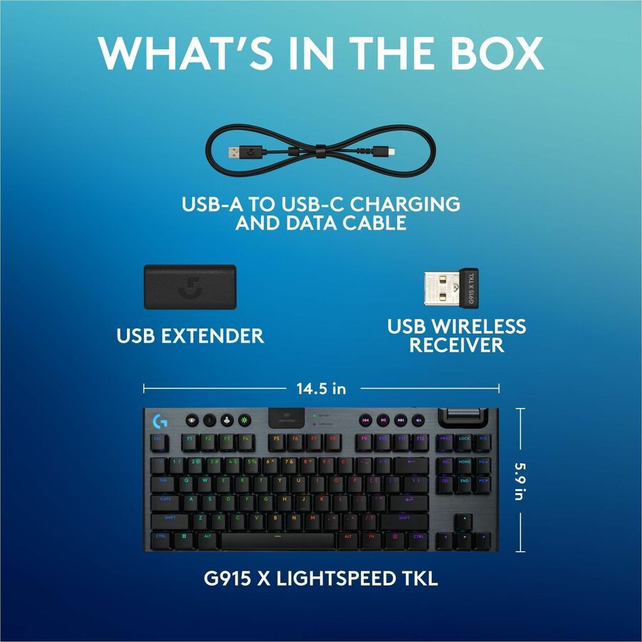 Alternate-Image8 Image for Logitech G915 X LIGHTSPEED TKL Low-Profile Wireless Gaming Keyboard, Double-Shot PBT Keycaps, Fully Programmable Keys, RGB Backlighting, Sleek Aluminum Finishing, GL Red Linear - PC/Mac