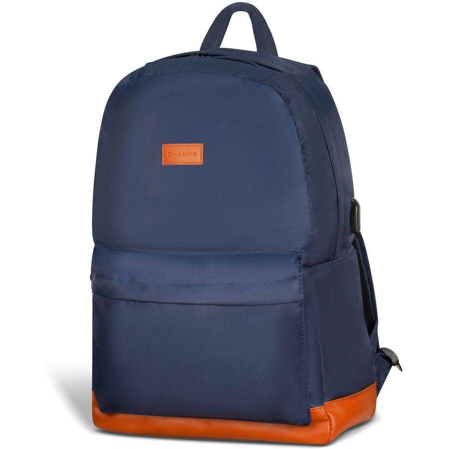 Right Image for Champs Vintage Carrying Case (Backpack) for 11" to 15.6" Water Bottle, Notebook, Tablet, Glasses, Earphone, Travel - Navy