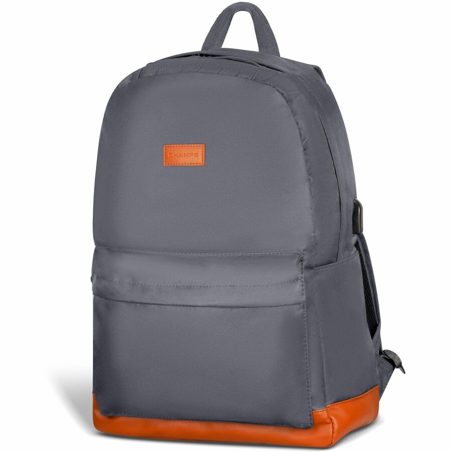 Right Image for Champs Vintage Carrying Case (Backpack) for 11" to 15.6" Water Bottle, Notebook, Tablet, Glasses, Earphone, Travel - Gray
