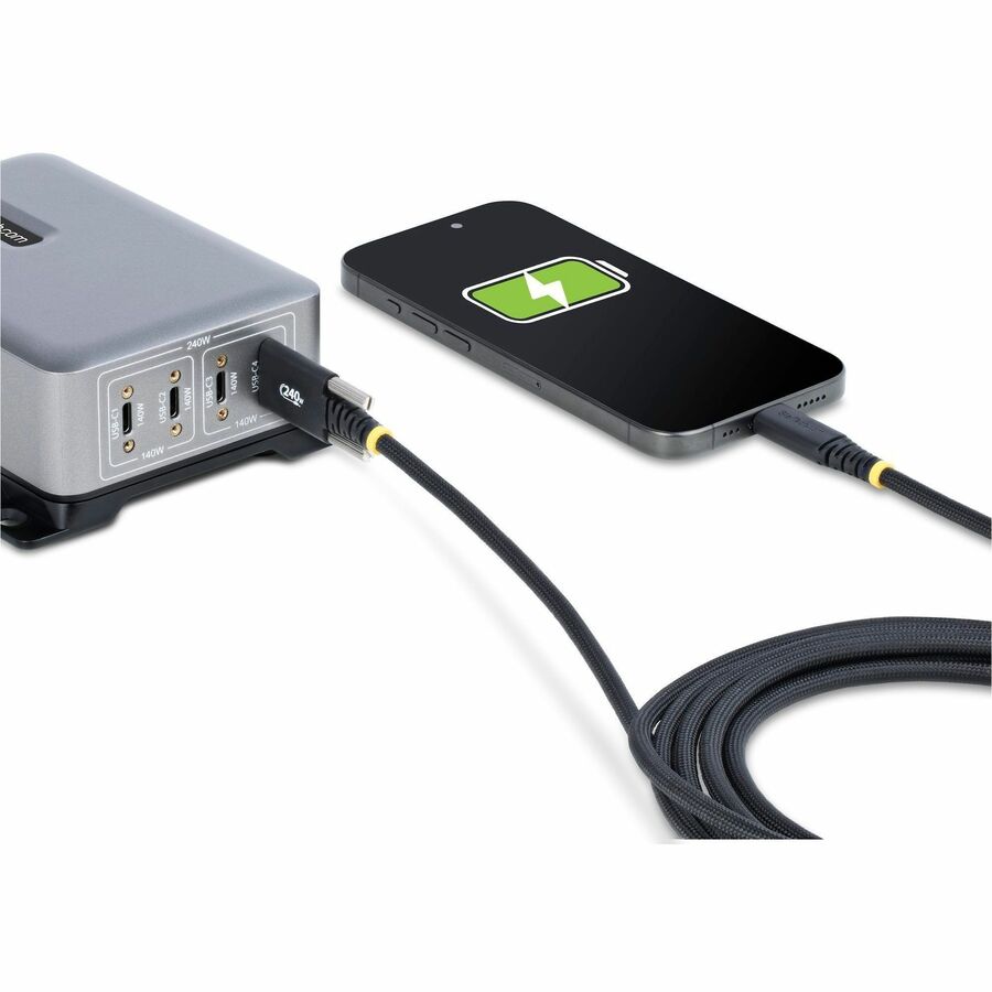 Alternate-Image8 Image for StarTech.com 6.6ft (2m) USB-C Charging Cable, Side Screw Locking, 240W (5A) PD EPR, Silicone Jacket w/Braid, Rugged USB 2.0 Cord, USB-IF