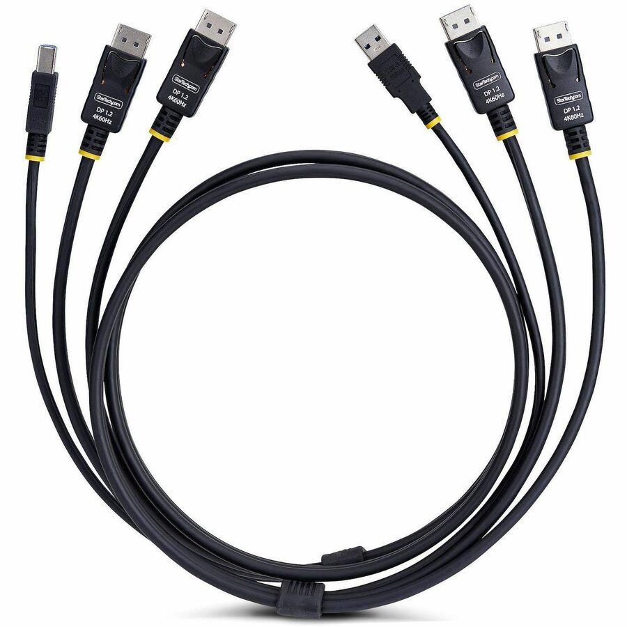 Alternate-Image4 Image for StarTech.com 6ft (1.8m) Dual-DisplayPort and USB 5Gbps KVM Cable, 4K 60Hz, Universally Compatible Combo Cable for KVM Switches